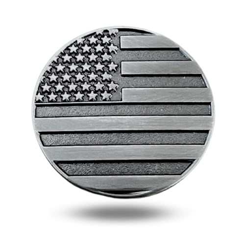 Full Metal Markers American Flag Unique Magnetic Metal Golf Ball Marker Accessory with Hat Clip for Men and Women (Nickel)