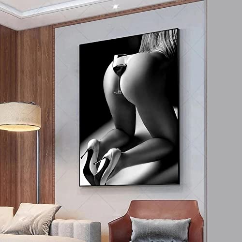 Peinture sur toile art femme sexy et verre de vin pour créer une ambiance feutrée de chambre