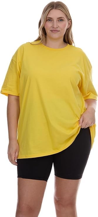 BILLIONHATS 6 Pack Womens Oversized Cotton T-Shirts, Crew Neck Short Sleeve Baggy Loose Tops Oversize Tees Color Assorted3