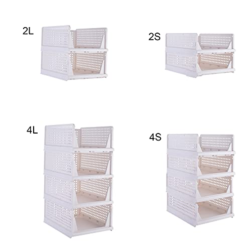 Vancore Stackable Shelf Baskets Organizer Folding Wardrobe Closet Organizers, Pull Out Drawer Organizer Containers Storage Bin For Home Office Bedroom Laundry Room, Large X 4 #TOP5