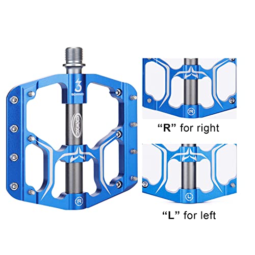 Road/Mountain Bike Pedals - 3 Bearings 9/16” Aluminum Alloy Bicycle Pedals - Mountain Bike Pedal With Removable Anti-Skid Nails #TOP4