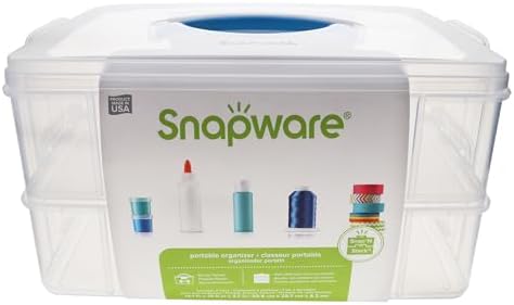 Snapware Snap 'N Stack Portable Storage Bin for Tools and Craft Storage | 14.1x10.5" clear BPA-free container, tool box with stackable trays