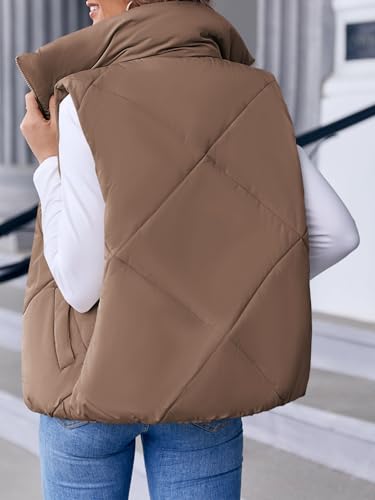 Newffr Women's Quilted Puffer Vest Sleeveless Lightweight Zip Up Jacket Winter Warm Coat Outerwear3