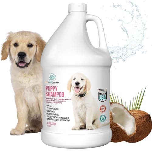 PET CARE Sciences 1 Gallon Tearless Puppy Shampoo and Conditioner - Anti-Itch Dog Shampoo Sensitive Skin - Coconut Oil Oatmeal Pet Shampoo for Puppies - Made in The USA