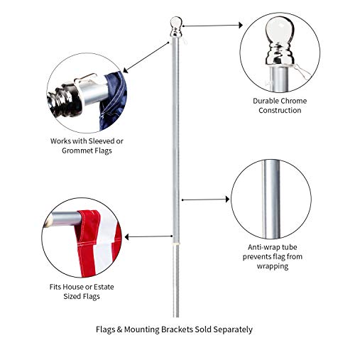 Evergreen Chrome Finish Aluminum Flag Pole With Anti Wrap Tube, 56 Inches #TOP3
