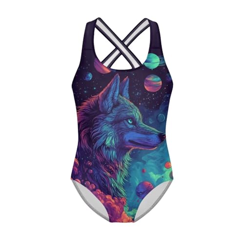 Image of Yzaoxia Girls' Swimwear One Piece Swimsuit for Kids Scoop Neck Bathing Suit Round Neck Swim Wear 5-14Y