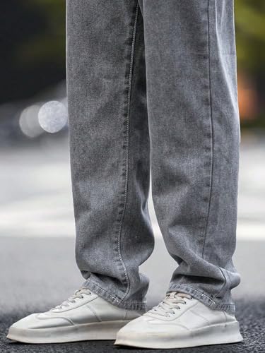 Image of KOTTY Men's Baggy Straight Fit Denim Jeans Washed Wide Leg Urban Fashion Comfortable Trendy Style