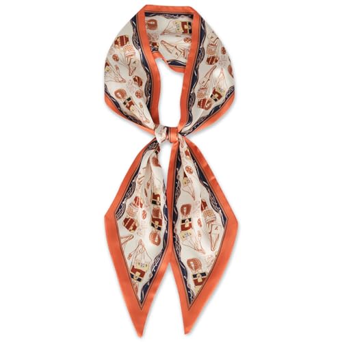 EXTREE Satin Scarf Mulberry Silk Printed Head Wrap Hair Band 7"" x 59"" A063