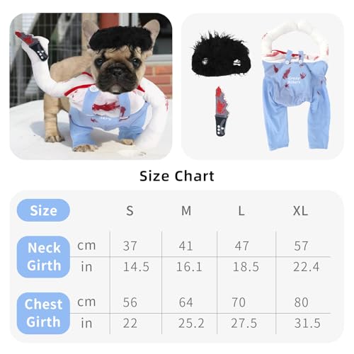 Halloween-Kostüm für Hunde, lustiges kuckiges Hundekostüm, Outfit mit Messer-Perücke, Hundepool-Kleidung, Cosplay, für kleine, mittelgroße und große Katzen und Hunde, Welpen, Wurst, Mops, Französische