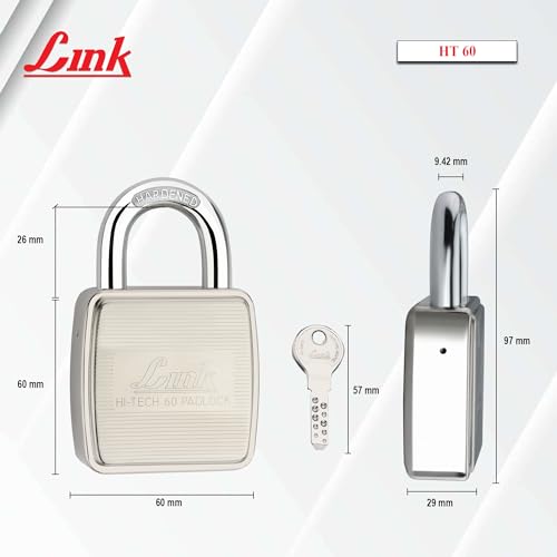Image of Link 60mm Padlock with 3 hi-tech Keys | Lock for Home, Shop, Office | Haredned Shackle | Door Lock (Pack of 1) | Lock for Home, Shop, Office | Haredned Shackle | Door Lock (Pack of 1)
