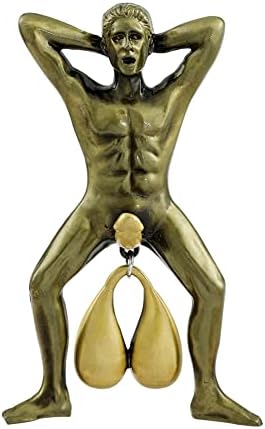 EYGRANG Door Knocker Men Satyr Creative Door Ring Hanging Doorbell Pendant, Funny Balls Door Knocking Ornaments Vintage Roman Style Home Decoration Hardware Accessories for Door Wall B
