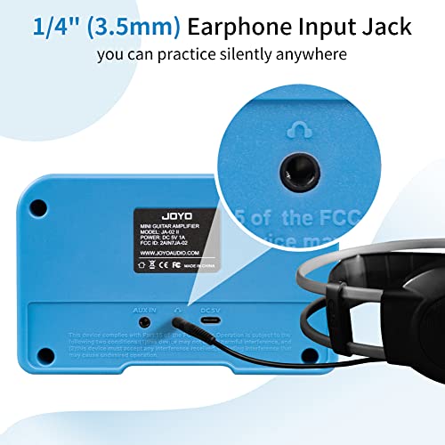 JOYO Combo Amplificateur de Guitare Bluetooth 5W Recharge Petit Mini Ampli de Guitare pour Casque d’Entraînement avec Canaux Clean & Overdrive (JA-02 II Bleu) - Les Beatles, Paul McCartney, John Lennon, RIngo Starr, George Harrison JOYO Combo Amplificateur de Guitare Bluetooth 5W Recharge Petit Mini Ampli de Guitare pour Casque d'Entraînement avec Canaux Clean & Overdrive (JA-02 II Bleu) – Image 6