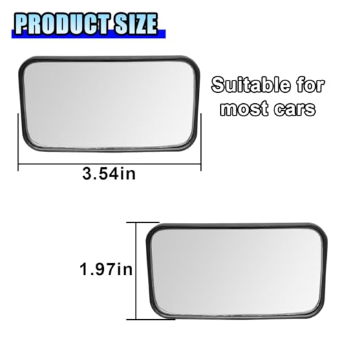 DUSCOKE 2PCS Rectangular Car Blind Spot Mirror, 3.5\" x 2\" 360° Rotate Adjustable Convex Wide Angle Mirrors Car Side Mirror, HD Glass Auto Safety Rear View Mirrors for Truck SUV Cars (Rectangle/Black)