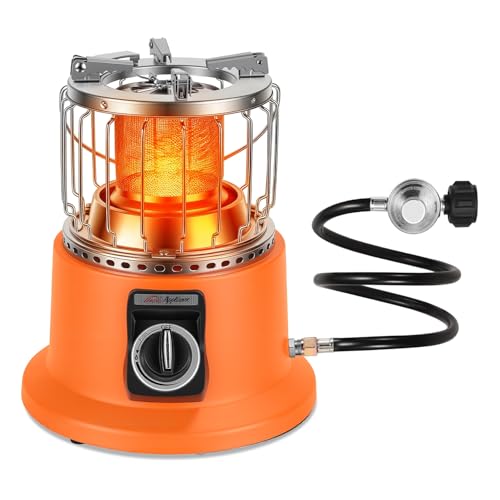 3000W 2 in 1 Portable Propane Heater Outdoor Heater Gas Stove Cooking Stove with Handle Pot Stand Gas Pipe for Patio RV Camping Ice Fishing