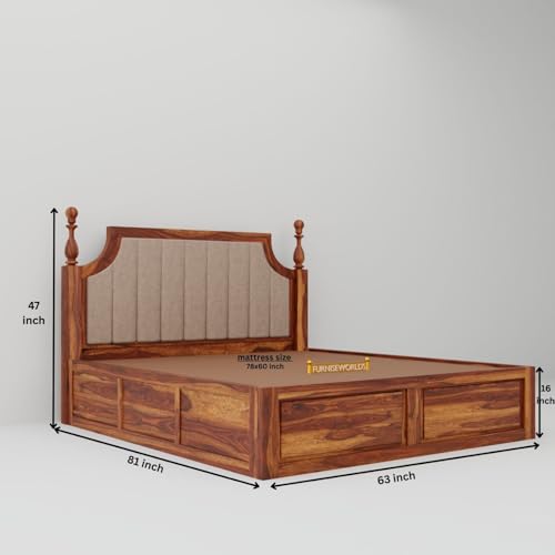 Image of Solid Sheesham Wood Poster King Size Poster Honeymoon Bed Without Storage with Designer Piller and Cane Crafting