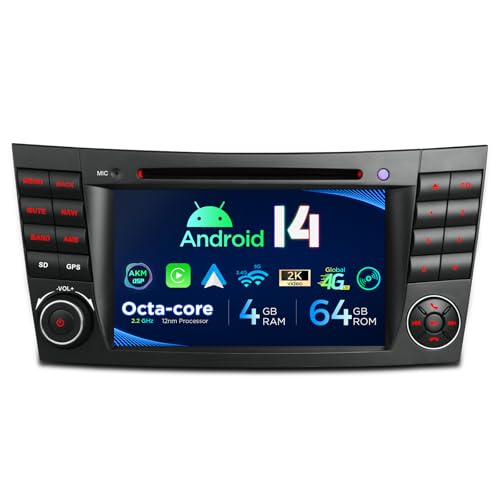 Image of XTRONS Car Stereo for Mercedes Benz W211 W219, Android 14 Octa Core 4GB+64GB Car Radio DVD Player, 7 Inch IPS Touch Screen GPS Navigation for Car Head Unit Built-in DSP CarPlay Android Auto 4G LTE