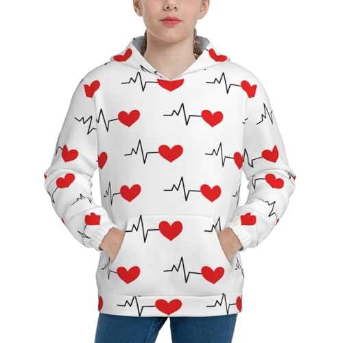 Heartbeat Symbol Kid Hoodies Boys Sweatshirts Girls Pullover with Pocket