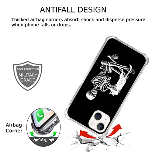 Eurdosmk Cat And Skull Case Compatible With Iphone 13 Mini, Hippie Trippy Creepy Skull And Kitty Case For Iphone 13 Mini For Teens Men And Women, Trendy Cool Tpu Bumper Phone Case Cover #TOP3