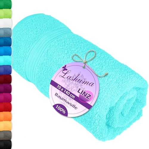 Lashuma Essuie Main Eponge, Linz Serviette de Toilette 70x140 cm, Serviette Coton – Turquoise