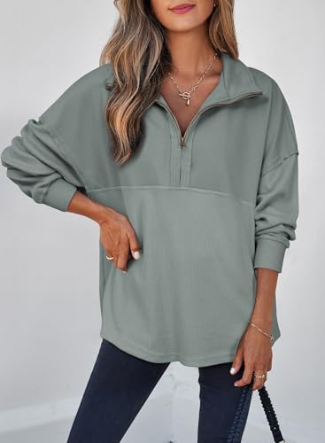 Image of SHEWIN Women Fall Sweatshirt Casual Half Zip Pullover Fall Top 2026 Clothes