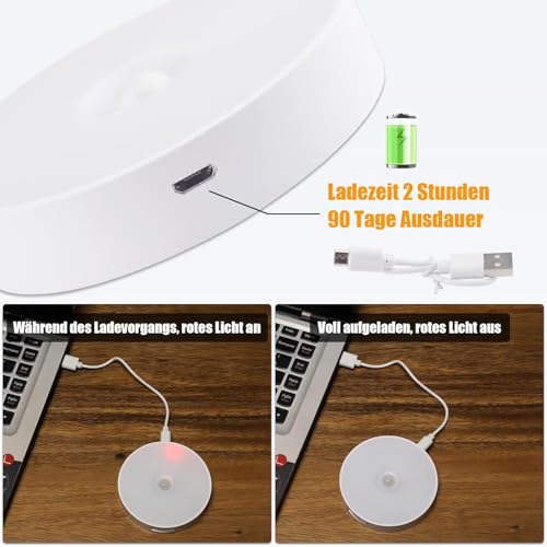 Forlife Usb Şarjlı Hareket Sensörlü Otomatik 8 Led Aydınlatma Işık Mıknatıslı Koridor, Banyo, Dolap, Merdiven, Gece Lambası, Mutfak, Balkon Dekorasyonu, Amber Renk 4000K Günışığı Delme Gerektirmez (1)