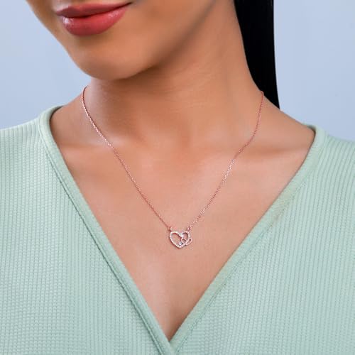Image of GIVA 925 Silver Rose Gold Double the Love Necklace| Pendant to Gift Women & Girls | With Certificate of Authenticity and 925 Stamp | 6 Months Warranty