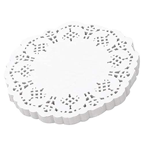 pizarra Lace Doilies Paper 100 Pcs,4.5 inch Decorative Round Placemats,Liners for Cake,Desserts Baked Treat Display