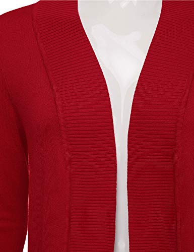 Jj Perfection Women's Open Front Knit Long Sleeve Pockets Sweater Cardigan Red L #TOP3