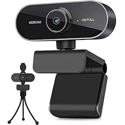 Microfono Con Tripode Para Pc Webcam con Micrófono y Trípode para PC, Computadora Portátil de Escritorio, Cámara web USB Plug and Play para Conferencias, Estudio, Zoom, Skype, Webcam 1080P Compatible con Windows, Mac Android