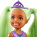 Barbie Dreamtopia Chelsea Sprite Doll, 7-inch, with Green Hair Wearing Fashion and Accessories, Multi (GJJ95)