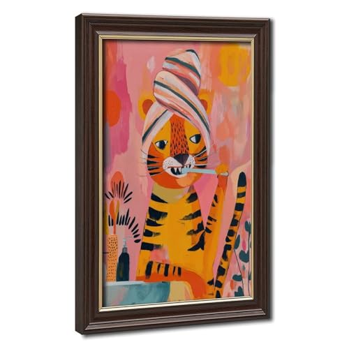 Toile dents de tigre colorée tableau moderne salon et salle de bain 40x61cm