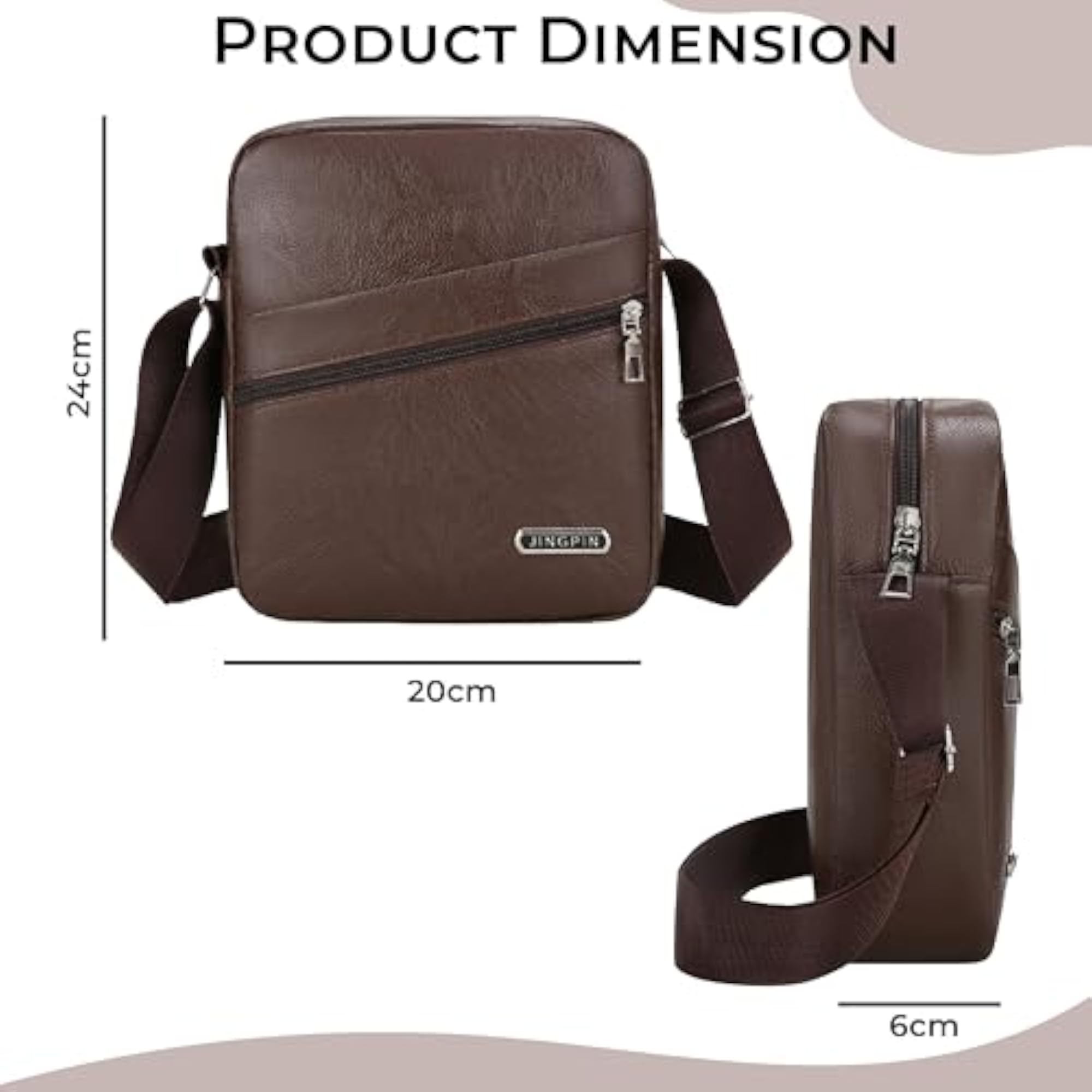 Multi-Function PU Leather Office Bag, Stylish Sling Bag