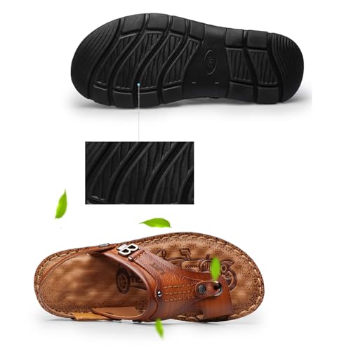 Yytcsjz Summer Breathable Slip on Arch Support Orthopedic Bunion Corrector Sandals for Men, Comfortable Adjustable Non-slip Leather Flip Flops, for Big Toes Bent Toes and Pain Relief3