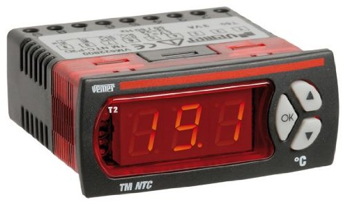 Termometro digitale TM NTC-P3D con installazione da pannello 33x75 per la misura delle temperatura in applicazioni quali forni banchi frigo e temperatura ambiente Vemer VM622800 Alimentazione 12÷24VAC-50/60Hz-12÷24VDC Sonde collegabili termoresistenze NTC