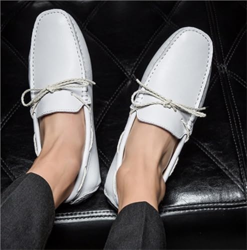 Mens Loafers Square Toe Faux Leather Driving Moccasins Boat Shoes Comfortable Anti-Slip Flexible Prom Outdoor Slip On 6