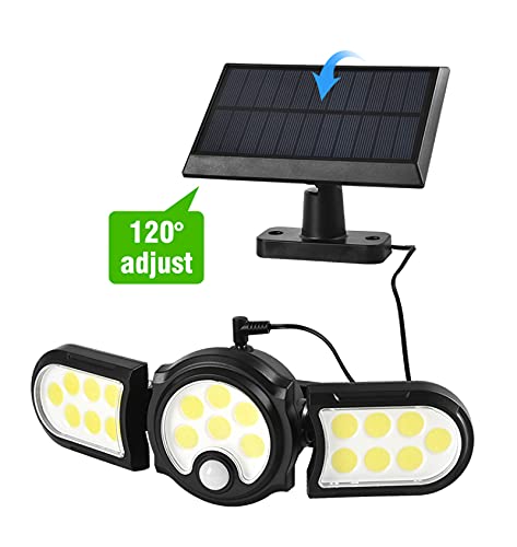YANZHU Zonne buitenverlichting met 3 koppen, zonne-outdoor drie hoofden wandlamp voor binnenplaats gazon tuinverlichting… - Afbeelding 6