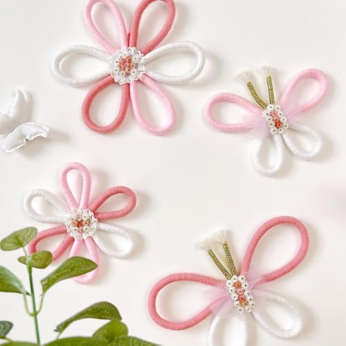 Decoración de pared flores Daisy rosa 6 piezas miniatura 2