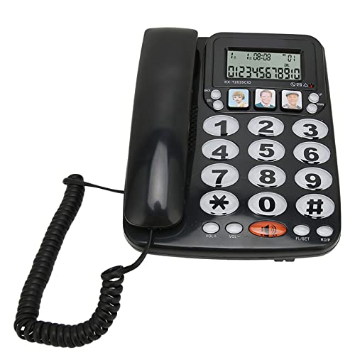 Teléfono con cable para personas mayores con pantalla grande miniatura 1