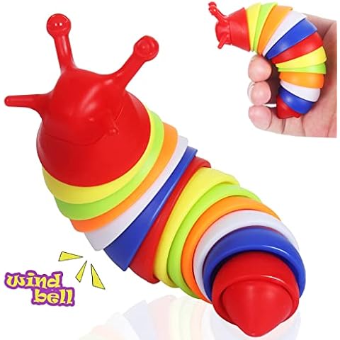 Mini Fidget Slug Articulated Fidget Toy Rainbow, 3D Print Slug, Fun Crawling Sensory Finger Toy Twist Casually Stress Relief Anti-Anxiety Slug Desk Toy, Christmas Birthday Gift for Kids Boys Girls Cover