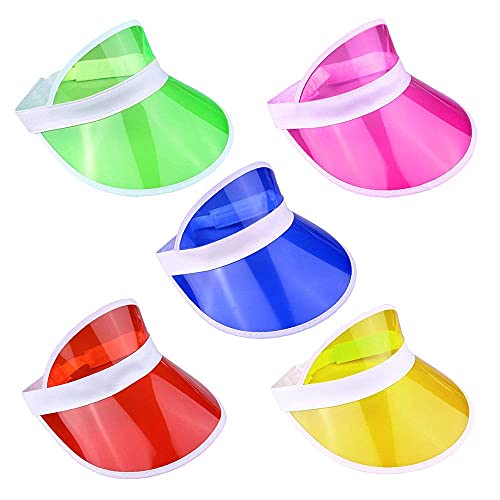 The Glowhouse - Pack of 5 Neon Sunvisors (Mixed) - Premium Quality Sun Visors Pub Golf Tennis Visor Golf Fancy Dress Costume Hen Stag Party Festivals Raves 60s 70s 80s 90s (Mixed)