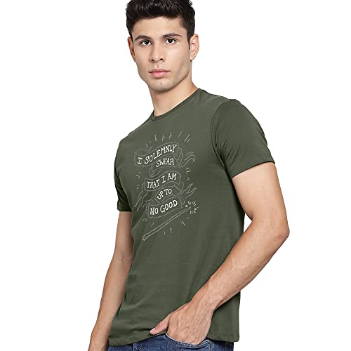 Image of Free Authority Harry Potter Printed Regular Fit Green Cotton Men's T-Shirt