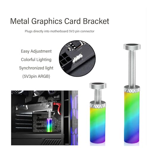 Soporte Ajustable ARGB 5V 3PIN para GPU en PC Plata miniatura 2