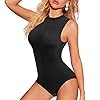 Irisnaya Shapewear Bodysuit for Women Waist Trainer Tummy Control Vest Body Shaper Round Turtleneck Jumpsuit (Large, Black)