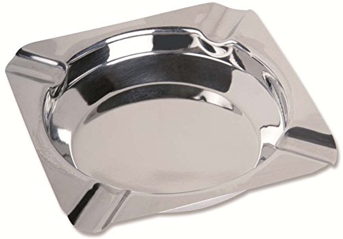 Chef Direct Stainless Steel Square Ashtray 11.5 cm/Table Top, Desktop Ash Tray for Indoor Outdoor Home Office use (2 PCS Set)
