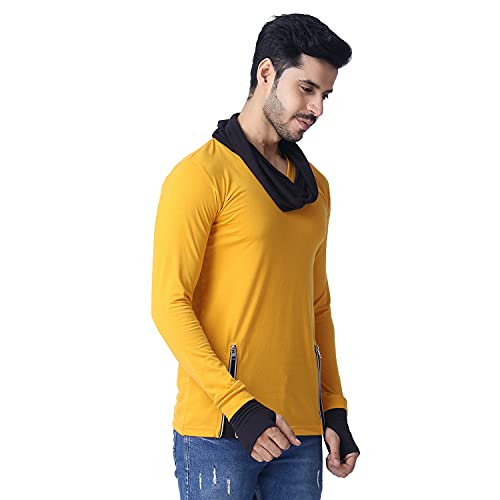 Image of Black Collection Men's Attached Muffler Full Sleeve T-Shirt(SKU: BCN0023)