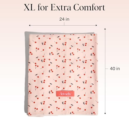 Kitsch XL Microfiber Hair Towel Wrap for Women – Ultra Absorbent Microfiber Towel for Wet, Curly, Long or Short Hair – Quick Dry, Anti-Frizz Hair Wrap – Cherry Print, 40x24 inches