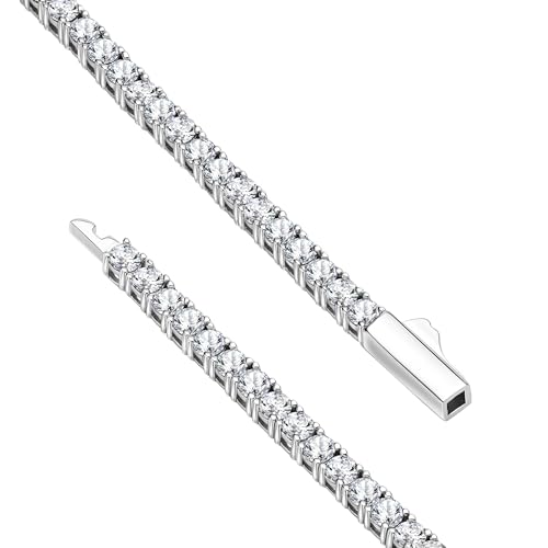 18K White Gold/Yellow Gold Plated Silver Tennis Necklace With 5.60/8.70 TCW Moissanite (D-E Color, Round Brilliant, VVS) in 16" Length, Necklaces For Women, Gift For Her, Jewelry For Women Comes With Gift Box3