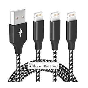 iPhone Charger Fast Charging Cord 3 Pack 10 FT Apple MFi Certified Lightning Cable Nylon Braided iPhone Charger Cord Compatible with iPhone 13 12 11 Pro Max XR XS X 8 7 6 Plus SE iPad and More