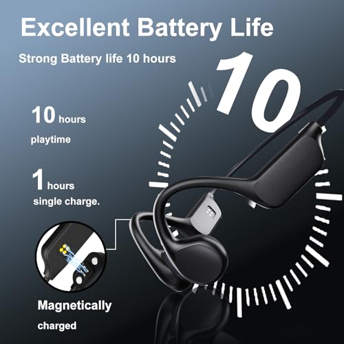 Image of FEICO Bone Conduction Headphones, Wireless Open-Ear Bluetooth 5.3 With Mic - MP3 Play Built-in 32GB Memory, IP68 Waterproof Sports Running Workout (x7-Black)