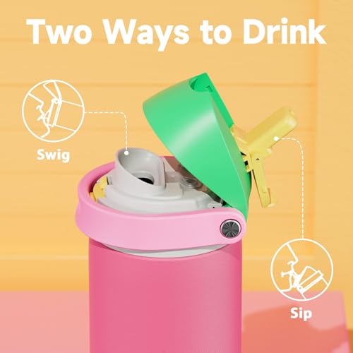 Image of 24 oz Insulated Water Bottle for Women: Meoky Stainless Steel Water Bottle with 2-in-1 Straw and Spout Lid - Leak Proof, Cold for 24 Hours, Fits in Car Cup Holder, BPA-Free for Sports Travel, Ruby